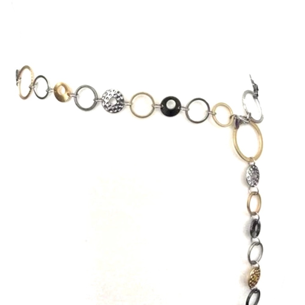 Lia Sophia Necklace/Belt Multi Coloured Hoops Silver Gold Gun MetTone 42” Max